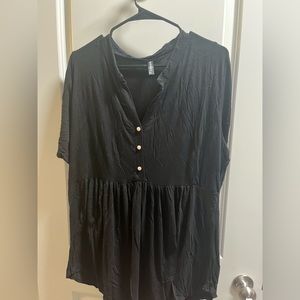 V neck button front tee